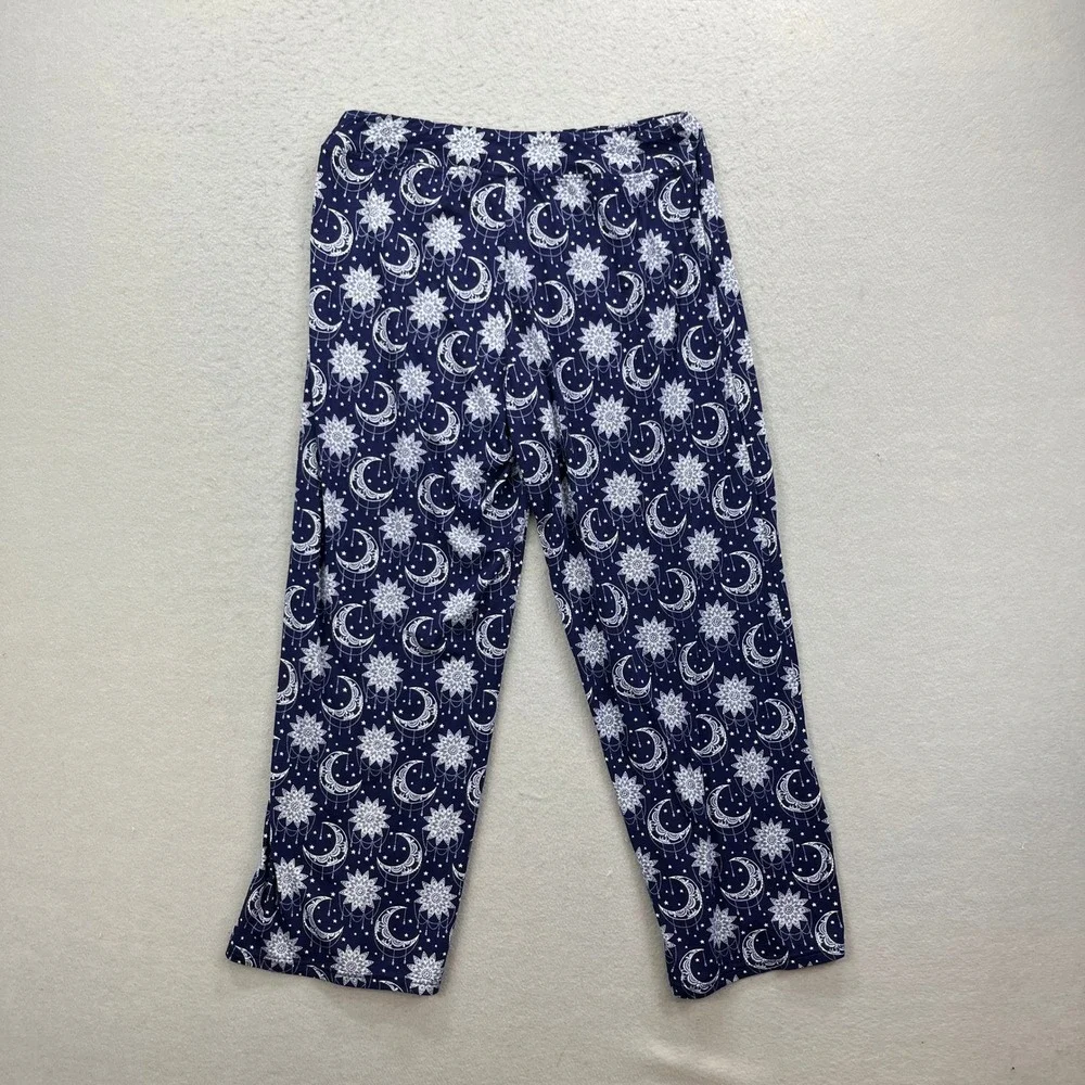 Amanda Blu Pajama Set Womens S/L Blue Moon Star Celestial Lounge Sleepwear PJs